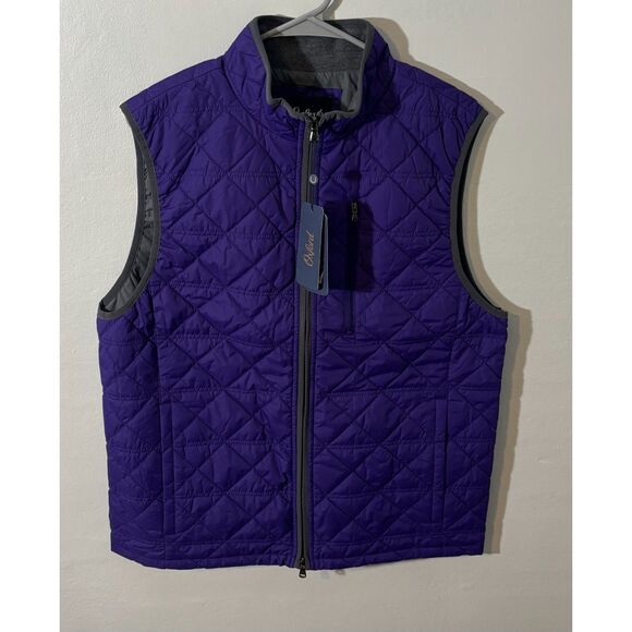 Men’s Oxford Quilted Full‑Zip Gilet Vest – Medium, NWT – Purple/Gray Trim